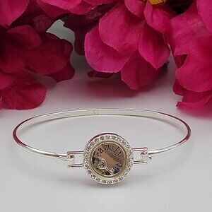 Vintage Avon NR Family Crystal Keepsake Charm Bangle Bracelet 6.75" Silver-Tone